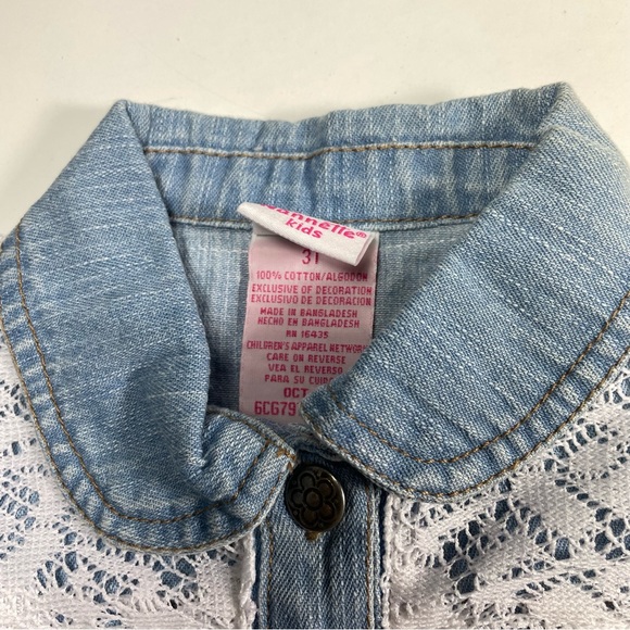 NWT Nannette 3pc Long Tee, Screen Print LS Top And Denim Vest Size 3T - Picture 3 of 9